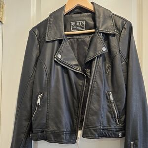GUESS Black Faux Leather Jacket for Women